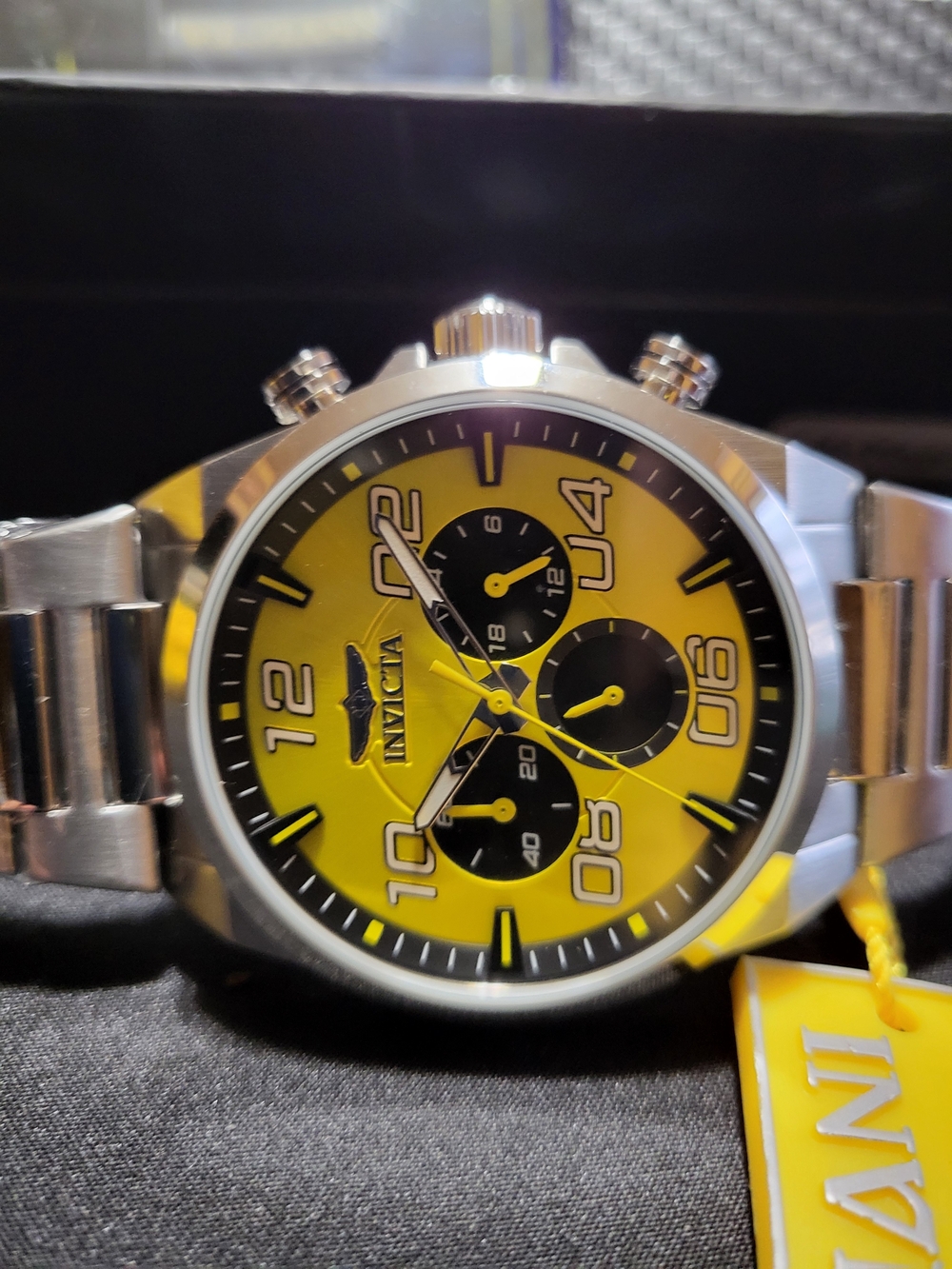 New!Invicta Silver Watch with Yellow Dial and Racing Model Set Watch Model 50420 - Picture 7 of 9